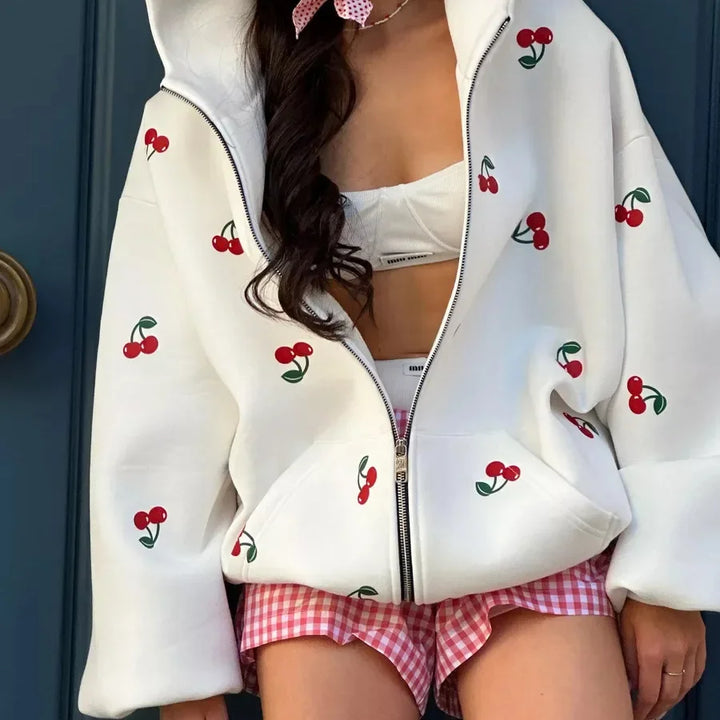 Cheryl™ - Cherry Zip-Up Hoodie